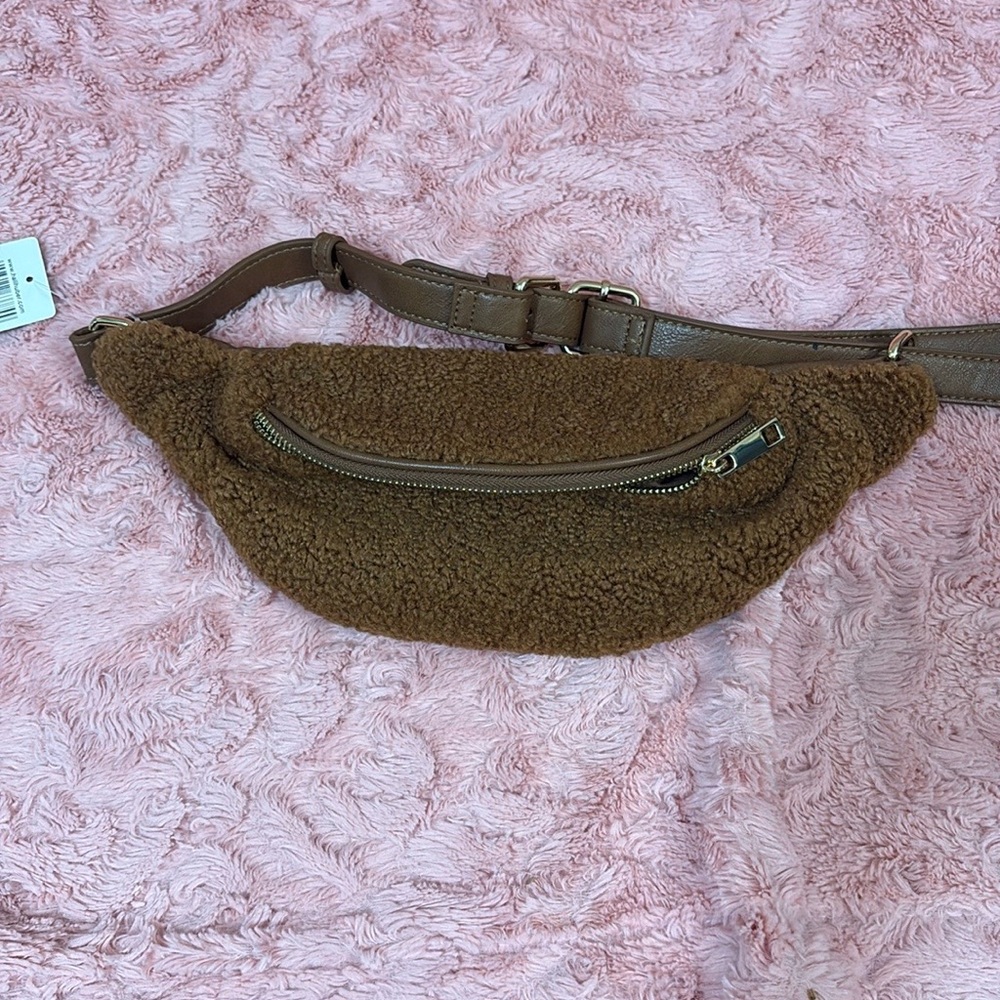 Brown Fleece Belt Bag